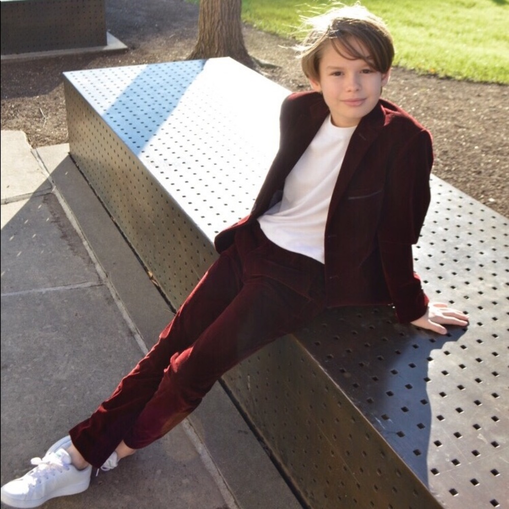 Dark Red Velvet Suit